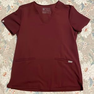 Lightly worn Figs women's Burgundy Casma - Three-Pocket Scrub Top - S / Burgundy